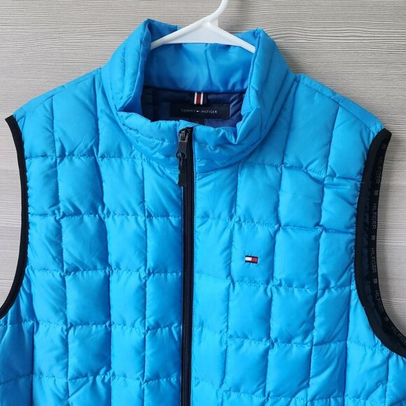 Tommy Hilfiger Mens Tropical Blue Polyester Duck Down Puffer Vest L/G - Picture 10 of 16
